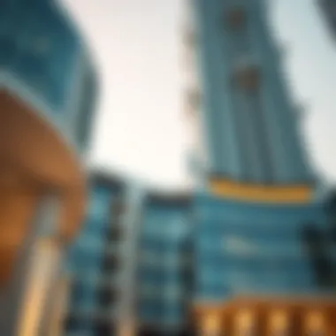 Architectural details highlighting the unique design of Al Mulla Tower