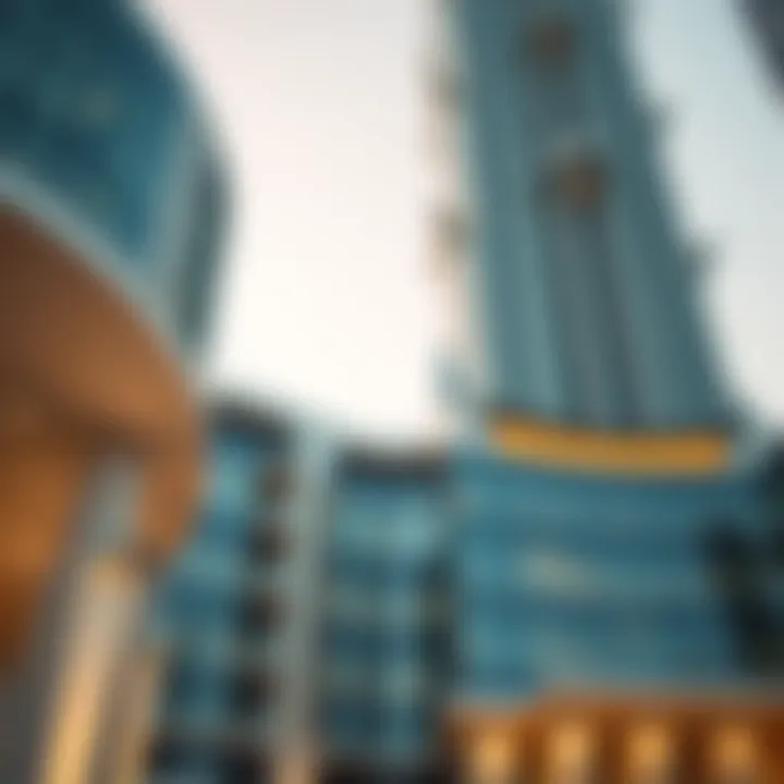 Architectural details highlighting the unique design of Al Mulla Tower