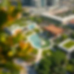 Aerial view of Al Wasl Park showcasing its lush greenery and modern design.