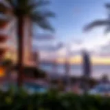 A stunning view of the Beach Oasis skyline at sunset
