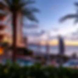 A stunning view of the Beach Oasis skyline at sunset