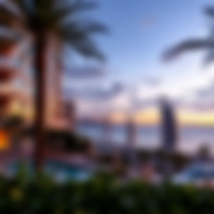 A stunning view of the Beach Oasis skyline at sunset