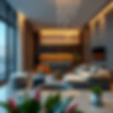 Luxurious interior design of a Blue Water Residence apartment featuring modern furnishings