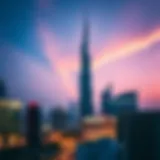 Stunning view of Burj Al Rem towering over Dubai