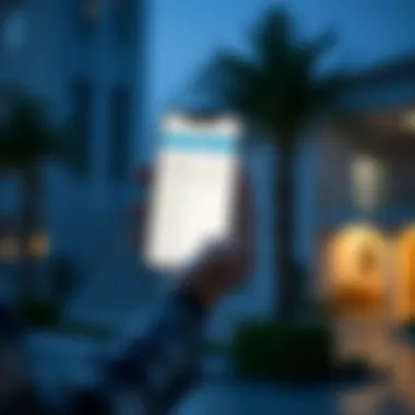 Individual using a mobile device to check visa status