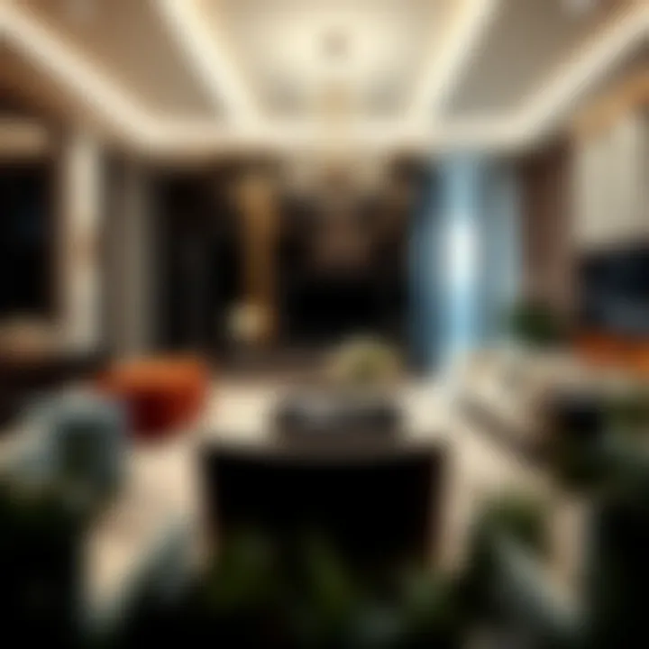 Luxury Living Spaces Elegant interior of a luxury apartment, highlighting the premium living spaces offered in Dubai