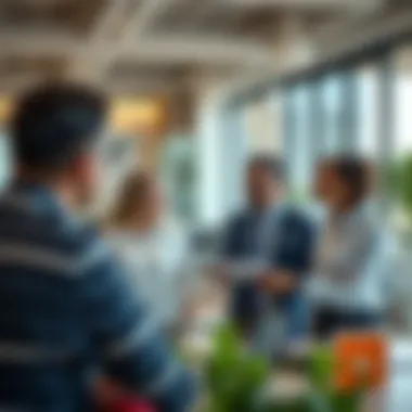 Engaging Real Estate Experts Real estate professionals engaging with clients in a modern office setting