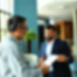 Real estate broker discussing property details