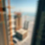 Aerial view of Creek Tower Dubai construction site