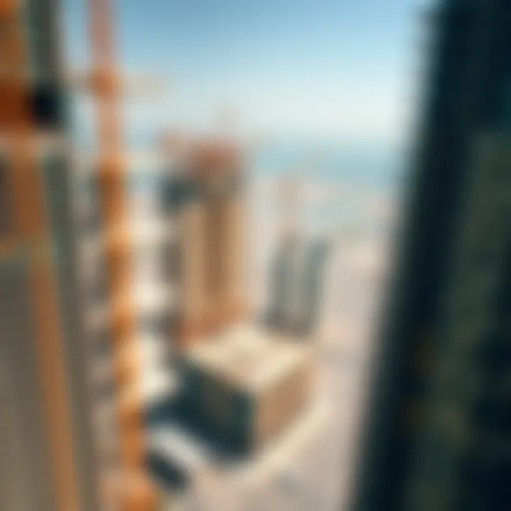 Aerial Overview of Creek Tower Development Aerial view of Creek Tower Dubai construction site