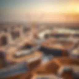 A panoramic view of the ongoing construction site at Damac Lagoons