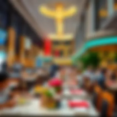 A bustling dining scene with diners enjoying their meals at DFC Mall.