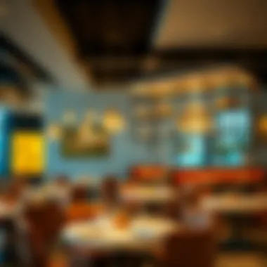 An elegant interior of a restaurant at DFC Mall with unique decor.