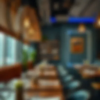 Cozy Restaurant Interior with Unique Decor A cozy restaurant interior showcasing unique decor