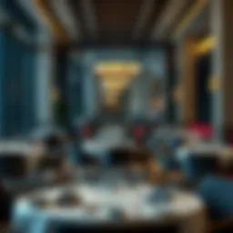 A fine dining setting with elegant table arrangements