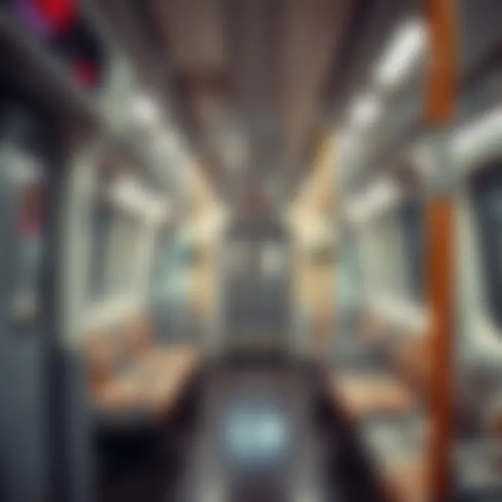 Inside a Dubai Metro Train Interior view of a Dubai Metro train showcasing modern design and amenities