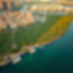 Aerial view of the Eastern Mangroves in Dubai showcasing lush greenery amidst urban landscape