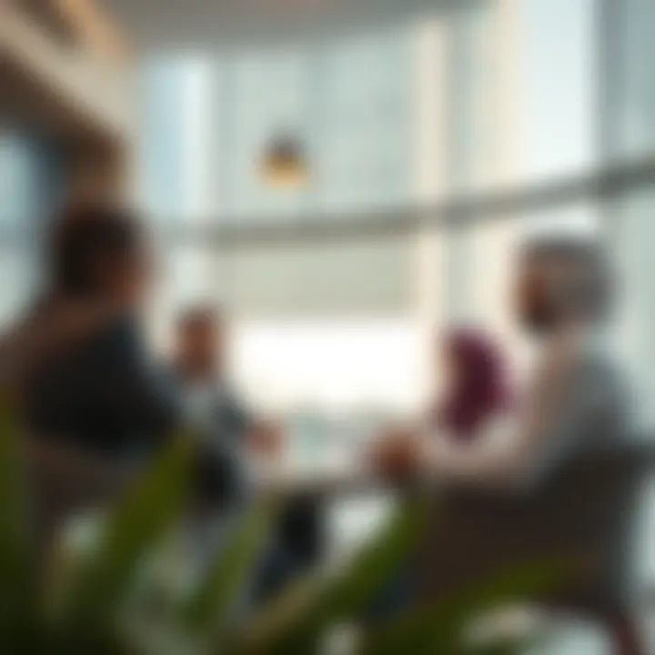 A meeting between landlords and tenants discussing rental agreements.