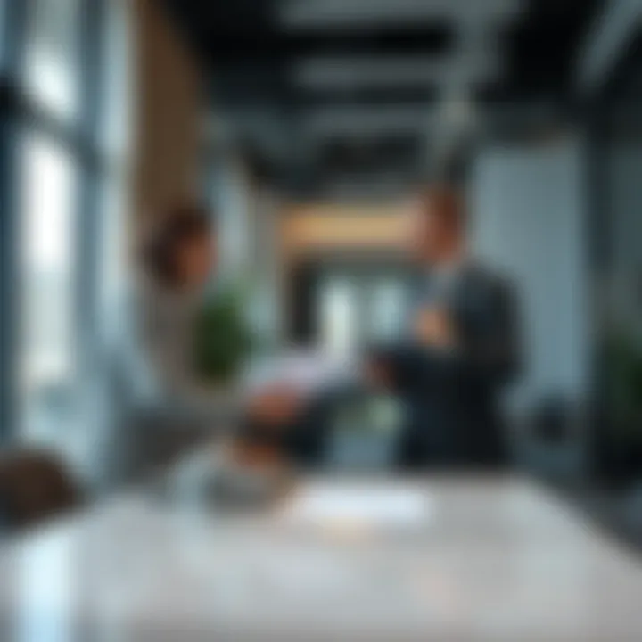 Building Relationships in Real Estate A landlord and tenant discussing terms in a modern office