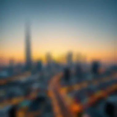 Dubai Skyline at Sunset Stunning view of Dubai skyline at sunset