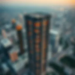 Aerial view of Empire Heights Tower showcasing its unique architecture