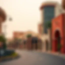 Vibrant neighborhood showcasing Al Bahia's unique architecture