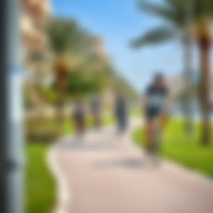 Cycling Paths for Outdoor Enthusiasts at Al Barsha Park Cyclists enjoying the designated bike paths in Al Barsha Park