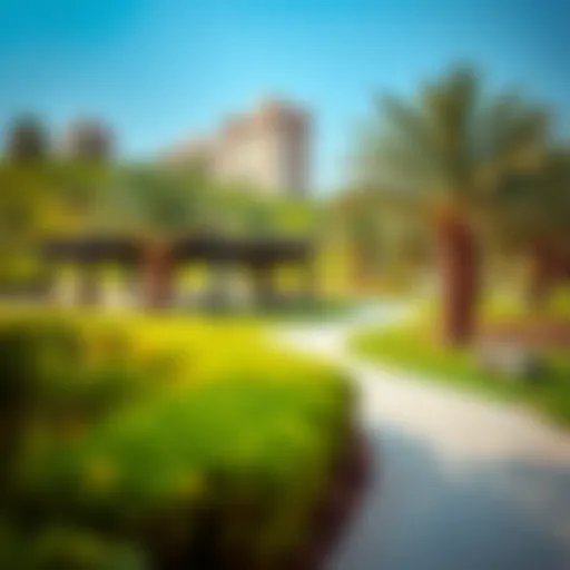 Lush greenery at Al Barsha Park showcasing serene walking paths