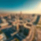 Aerial view highlighting the strategic location of Al Fajer Business Center in Dubai.