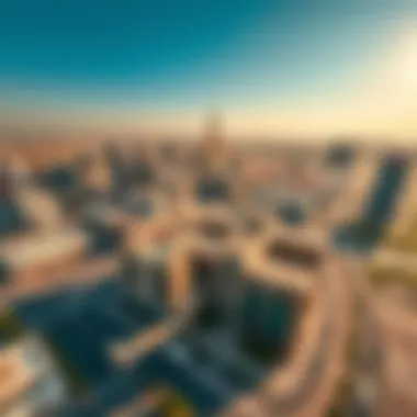 Aerial view highlighting the strategic location of Al Fajer Business Center in Dubai.