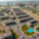 Aerial view showcasing the layout and design of Al Furjan community in Dubai