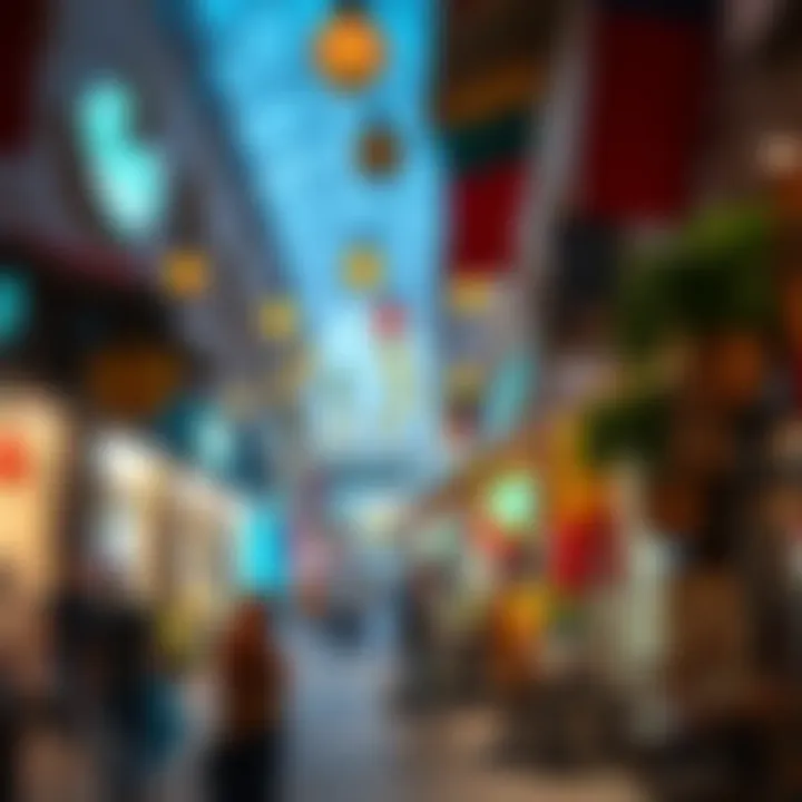Local Market Charm in Al Rashidiya Vibrant market scene featuring local shops and cafes in Al Rashidiya