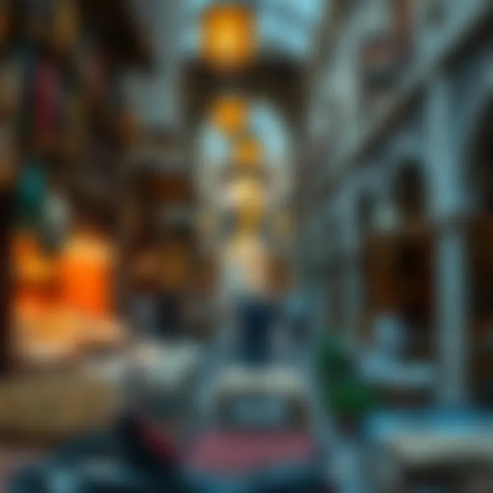 Vibrant souk showcasing traditional crafts and luxurious goods