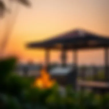 Sunset View Over Barbecue Area Sunset view over the barbecue area in Mamzar Park