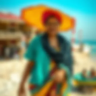 A vibrant day at Bateen Ladies Beach showcasing local customs
