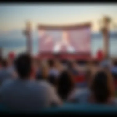 Audience enjoying a film under the stars