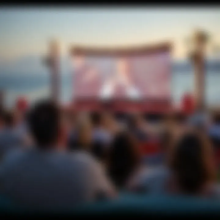 Audience enjoying a film under the stars