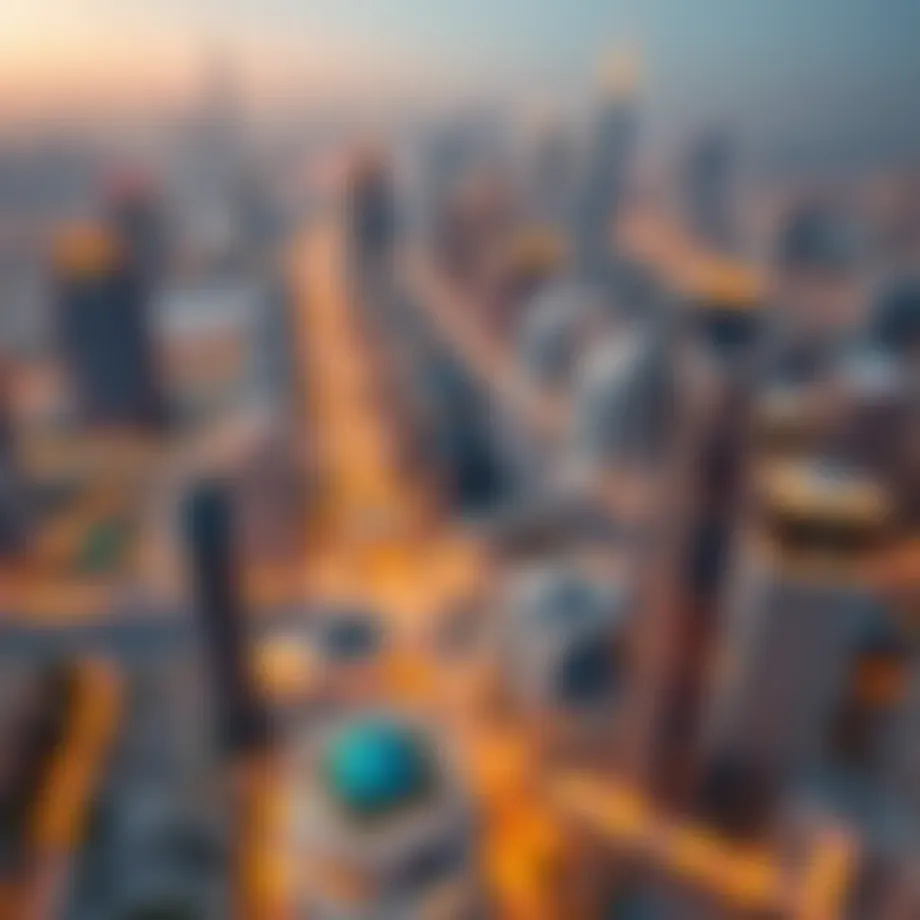 Aerial view showcasing Dubai's skyline and real estate developments.