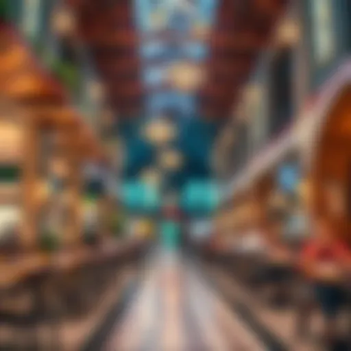 A vibrant dining scene showcasing diverse cuisines