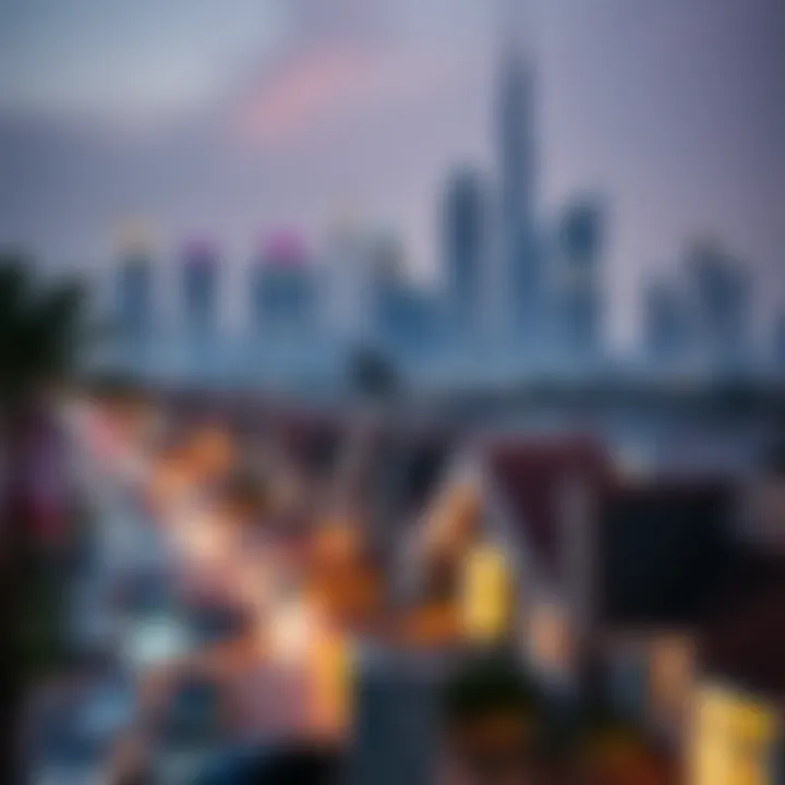 Dubai Skyline Neighborhood Insights Vibrant neighborhood showcasing Dubai's skyline