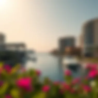 Scenic waterfront view of Dubai Creek with surrounding greenery