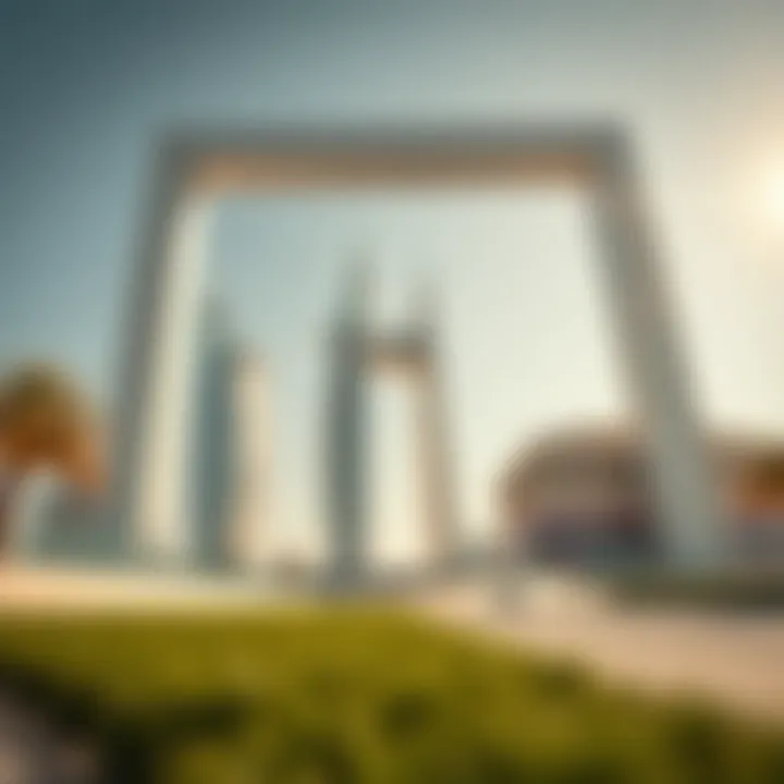 Architectural Grandeur of Dubai Frame Exterior view of Dubai Frame showcasing its stunning architecture