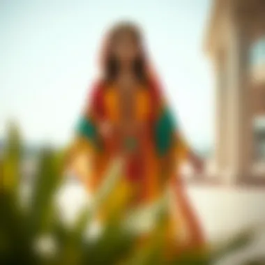 Modern kaftan featuring vibrant colors and contemporary design