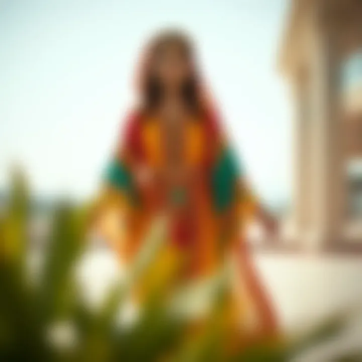 Modern kaftan featuring vibrant colors and contemporary design