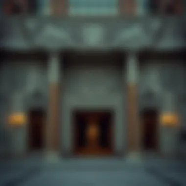 Museum Facade Adorned with Engravings Wide shot of the Museum's facade adorned with engravings