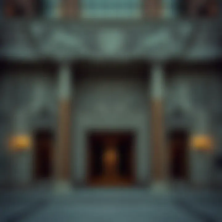 Museum Facade Adorned with Engravings Wide shot of the Museum's facade adorned with engravings