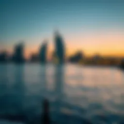 Stunning waterfront view of Dubai at sunset