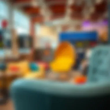 Vibrant Textures and Colors in Showrooms Vibrant colors and textures in furniture displays