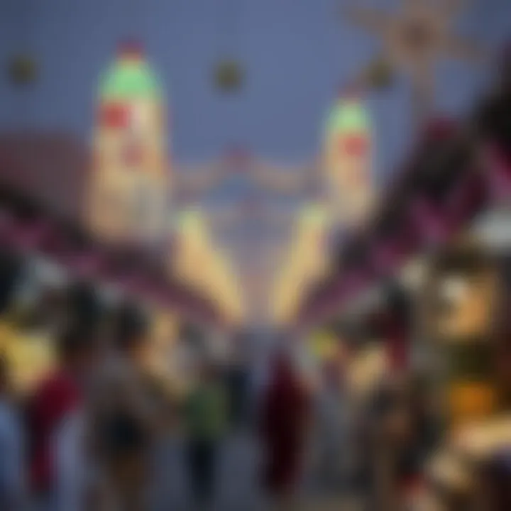Emirati Market Filled with Holiday Spirit A traditional Emirati market bustling with activity and holiday decorations.