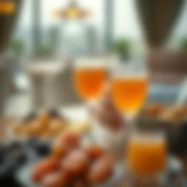 A variety of dates and beverages served for iftar